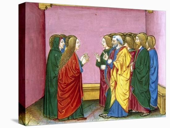 The Three Marys Announce to the Disciples That Jesus Has Risen. Codex of Predis (1476). Italy-null-Stretched Canvas