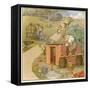 The Three Pigs Build Their Respective Houses out of Bricks Straw and Sticks-null-Framed Stretched Canvas