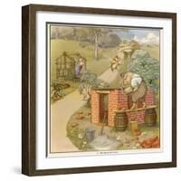 The Three Pigs Build Their Respective Houses out of Bricks Straw and Sticks-null-Framed Photographic Print