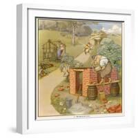 The Three Pigs Build Their Respective Houses out of Bricks Straw and Sticks-null-Framed Photographic Print