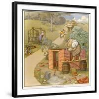 The Three Pigs Build Their Respective Houses out of Bricks Straw and Sticks-null-Framed Photographic Print