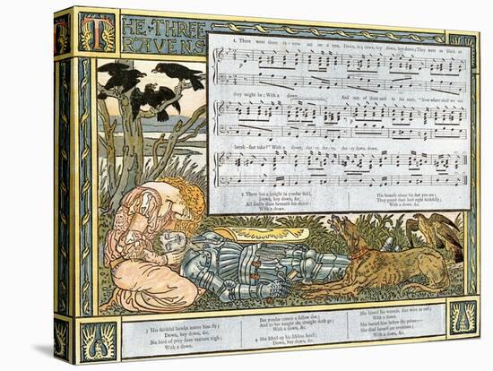 The Three Ravens', Song Illustration from 'Pan-Pipes', a Book of Old Songs, Newly Arranged and…-Walter Crane-Stretched Canvas