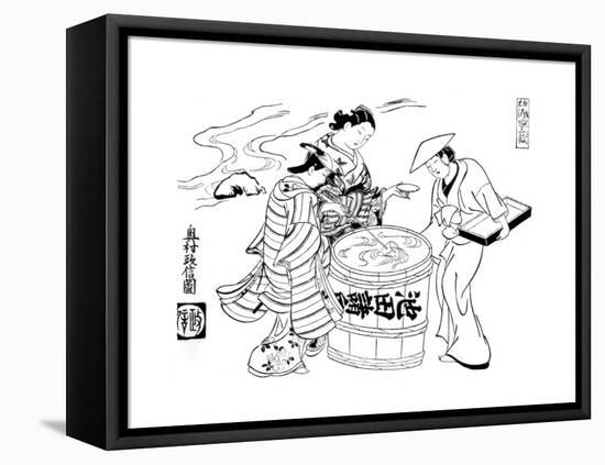 The Three Sake-Tasters, C1700-Okumura Masanobu-Framed Stretched Canvas