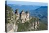 The Three Sisters and Rocky Sandstone Cliffs of the Blue Mountains-Michael Runkel-Stretched Canvas