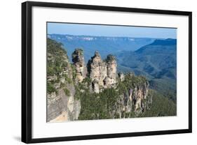 The Three Sisters and Rocky Sandstone Cliffs of the Blue Mountains-Michael Runkel-Framed Photographic Print