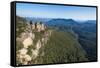 The Three Sisters and Rocky Sandstone Cliffs of the Blue Mountains-Michael Runkel-Framed Stretched Canvas