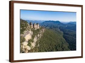 The Three Sisters and Rocky Sandstone Cliffs of the Blue Mountains-Michael Runkel-Framed Photographic Print