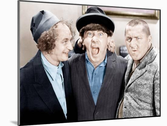 The Three Stooges, from left: Larry Fine, Moe Howard, Curly Howard, ca. 1943-null-Mounted Photo