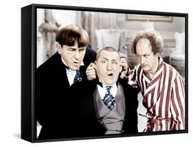 The Three Stooges, from left: Moe Howard, Curly Howard, Larry Fine, ca. 1940s-null-Framed Stretched Canvas