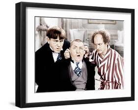 The Three Stooges, from left: Moe Howard, Curly Howard, Larry Fine, ca. 1940s-null-Framed Photo