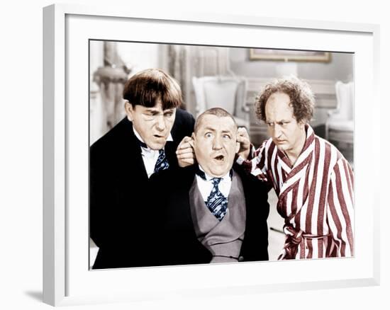 The Three Stooges, from left: Moe Howard, Curly Howard, Larry Fine, ca. 1940s-null-Framed Photo