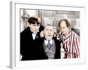 The Three Stooges, from left: Moe Howard, Curly Howard, Larry Fine, ca. 1940s-null-Framed Photo