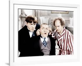 The Three Stooges, from left: Moe Howard, Curly Howard, Larry Fine, ca. 1940s-null-Framed Photo