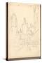 The Three Towers of Rouen Cathedral (Pencil on Paper)-Claude Monet-Stretched Canvas