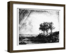 The Three Trees, Engraved by James Bretherton (Etching)-Rembrandt van Rijn-Framed Giclee Print