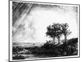The Three Trees, Engraved by James Bretherton (Etching)-Rembrandt van Rijn-Mounted Giclee Print