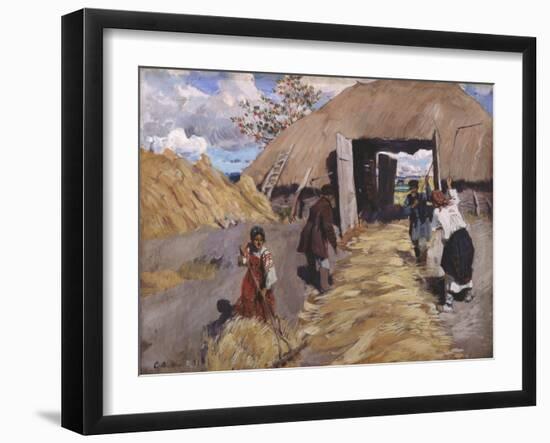 The Threshing, 1916-Sergei Arsenyevich Vinogradov-Framed Giclee Print