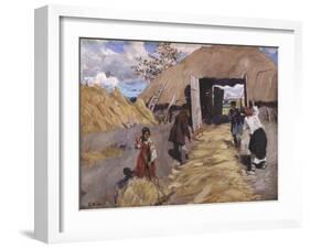 The Threshing, 1916-Sergei Arsenyevich Vinogradov-Framed Giclee Print