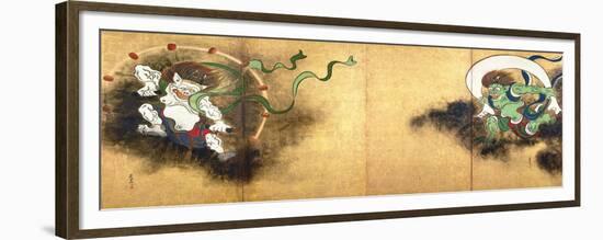 The Thunder God Raijin (left) and the Wind God Fujin (right), c.1700-Ogata Korin-Framed Giclee Print