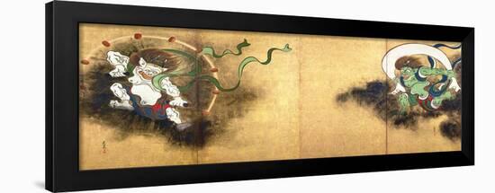 The Thunder God Raijin (left) and the Wind God Fujin (right), c.1700-Ogata Korin-Framed Giclee Print