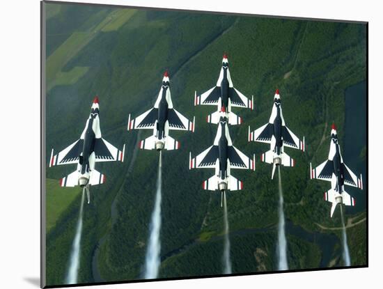 The Thunderbird Aerial Demonstration Team Performs a Loop While in the Delta Formation-Stocktrek Images-Mounted Photographic Print