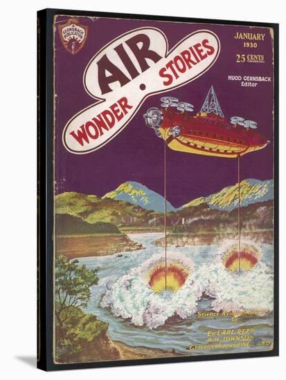 The Thunderer (A Typical Mad Scientist) Dries up a Lake-Frank R. Paul-Stretched Canvas