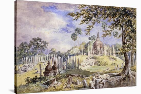 The Thuparama Dagoba at Anuradhapura, Sri Lanka, 1873 (Pencil, Pen, Ink, W/C)-Constance Frederica Gordon-Cumming-Stretched Canvas