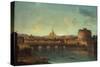 The Tiber, Rome, looking towards the Castel SantAngelo, with Saint Peters Basilica beyond-Antonio Joli-Stretched Canvas