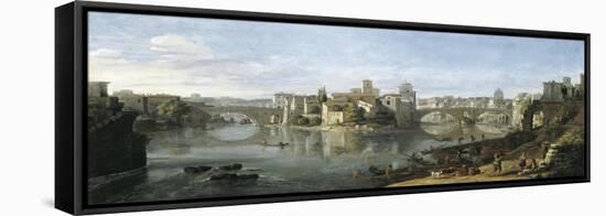 The Tiberian Island in Rome-Vanvitelli (Gaspar van Wittel)-Framed Stretched Canvas