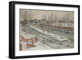 The Timber Chute, Winter Scene, from 'A Home' series, c.1895-Carl Larsson-Framed Giclee Print