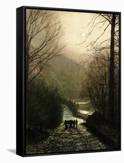 The Timber Waggon-John Atkinson Grimshaw-Framed Stretched Canvas