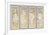 The times of the Day; Les Heures Du Jour (A Set of Four), 1899 (Colour Lithograph)-Alphonse Marie Mucha-Framed Giclee Print