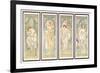 The times of the Day; Les Heures Du Jour (A Set of Four), 1899 (Colour Lithograph)-Alphonse Marie Mucha-Framed Giclee Print