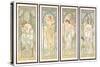 The times of the Day; Les Heures Du Jour (A Set of Four), 1899 (Colour Lithograph)-Alphonse Marie Mucha-Stretched Canvas