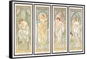 The times of the Day; Les Heures Du Jour (A Set of Four), 1899 (Colour Lithograph)-Alphonse Marie Mucha-Framed Stretched Canvas