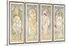 The times of the Day; Les Heures Du Jour (A Set of Four), 1899 (Colour Lithograph)-Alphonse Marie Mucha-Stretched Canvas