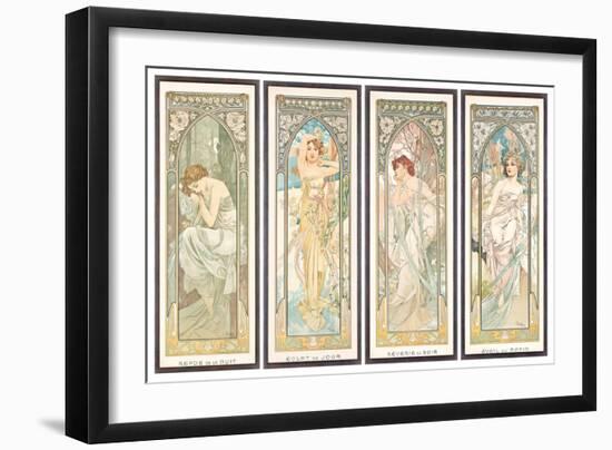 The times of the Day; Les Heures Du Jour (A Set of Four), 1899 (Colour Lithograph)-Alphonse Marie Mucha-Framed Giclee Print