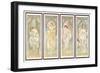 The times of the Day; Les Heures Du Jour (A Set of Four), 1899 (Colour Lithograph)-Alphonse Marie Mucha-Framed Giclee Print