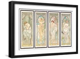 The times of the Day; Les Heures Du Jour (A Set of Four), 1899 (Colour Lithograph)-Alphonse Marie Mucha-Framed Giclee Print