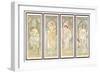 The times of the Day; Les Heures Du Jour (A Set of Four), 1899 (Colour Lithograph)-Alphonse Marie Mucha-Framed Giclee Print