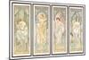 The times of the Day; Les Heures Du Jour (A Set of Four), 1899 (Colour Lithograph)-Alphonse Marie Mucha-Mounted Giclee Print