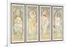 The times of the Day; Les Heures Du Jour (A Set of Four), 1899 (Colour Lithograph)-Alphonse Marie Mucha-Framed Giclee Print