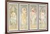 The times of the Day; Les Heures Du Jour (A Set of Four), 1899 (Colour Lithograph)-Alphonse Marie Mucha-Framed Giclee Print