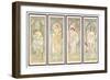 The times of the Day; Les Heures Du Jour (A Set of Four), 1899 (Colour Lithograph)-Alphonse Marie Mucha-Framed Premium Giclee Print