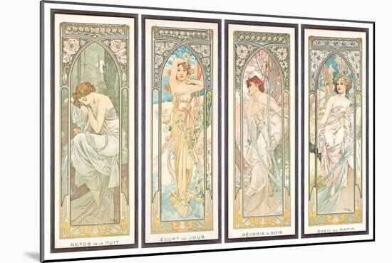 The times of the Day; Les Heures Du Jour (A Set of Four), 1899 (Colour Lithograph)-Alphonse Marie Mucha-Mounted Premium Giclee Print