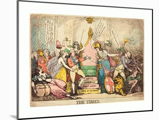 The Times, Probably 1783, Hand-Colored Etching, Rosenwald Collection-Thomas Rowlandson-Mounted Giclee Print