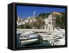 The Tiny Inner Harbour, Hvar Town, Croatia-Michael Short-Framed Stretched Canvas