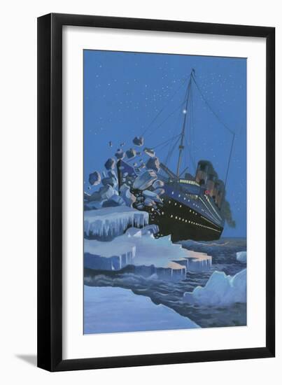 The Titanic Collides with an Iceberg on the 28th Aprl 1912-English School-Framed Giclee Print