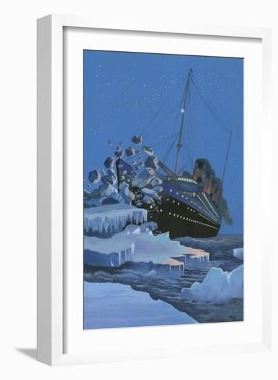 The Titanic Collides with an Iceberg on the 28th Aprl 1912-English School-Framed Giclee Print