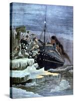 The 'Titanic' Colliding with an Iceberg, 1912-null-Stretched Canvas